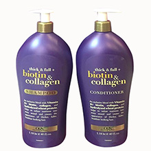 Bộ dầu gội xả kích thích mọc tóc OGX Biotin & Collagen Thick & Full của Mỹ 1.18 lít (Có vòi)