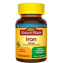 Viên uống bổ sung sắt Nature Made Iron 65 mg 180 viên của Mỹ